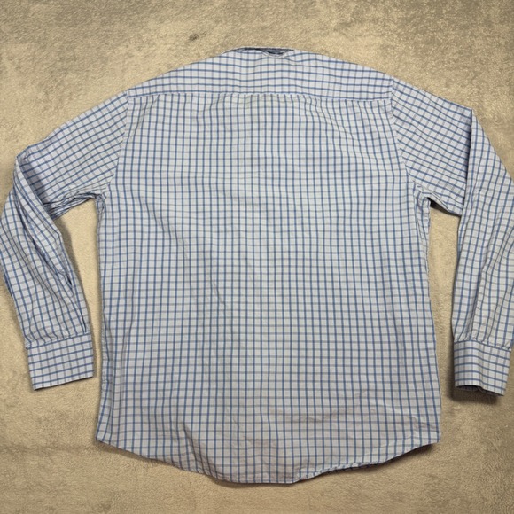 UNTUCKit Mens Large Blue White Plaid Long Sleeve Button Down Shirt 100 Cotton - Picture 7 of 10